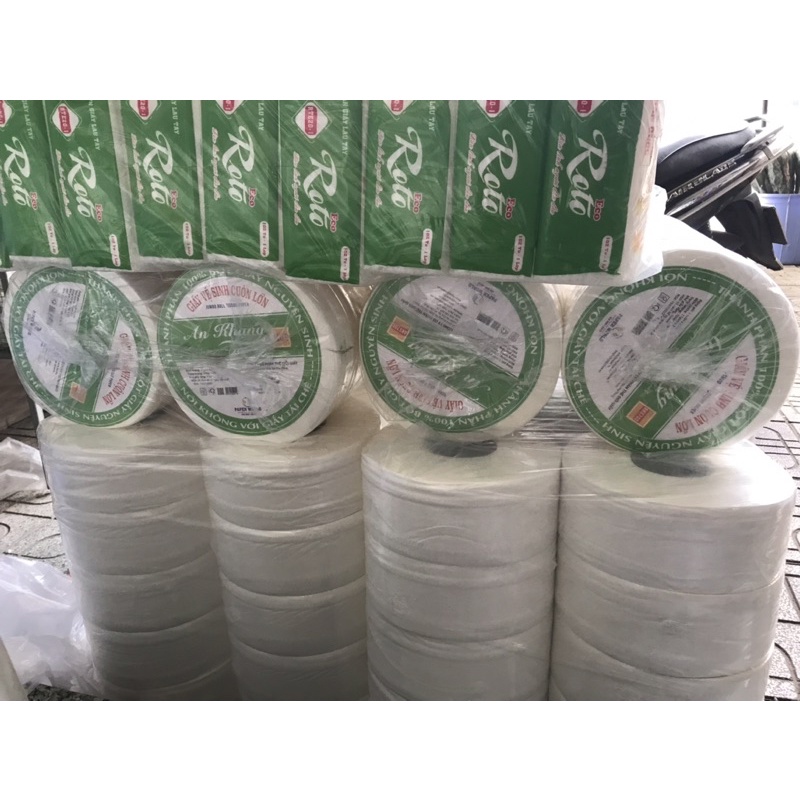 Giấy vệ sinh cuộn lớn An Khang cuôn 700gr (chính hãng Thế Giới Giấy)