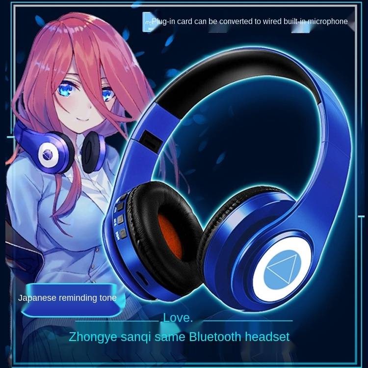 Tai nghe chơi game âm thanh nổi Bluetooth có thể gập lại 2 trong 1 5.0 hình nakano sankan miku Nhật Bản