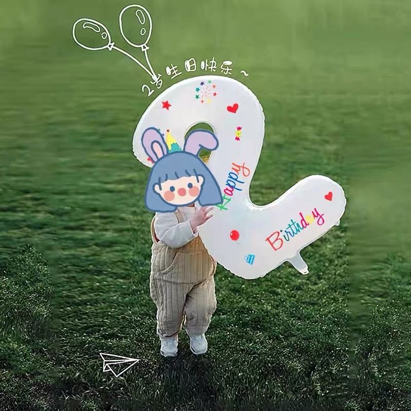 Decal dán bóng hoạ tiết đủ màu + 1 số tuổi màu trắng