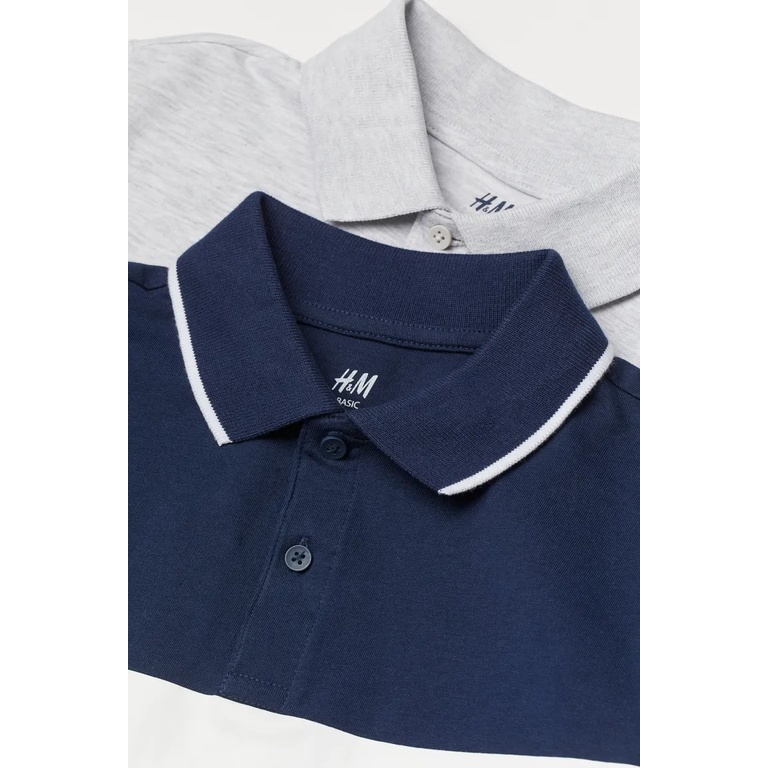 Set 2 Áo Polo Áo Thun Nam Bé Trai Lớn Tay Ngắn Cotton Organic 98% Thời Trang Xuân Hè Thu Đông Trangnauth F141