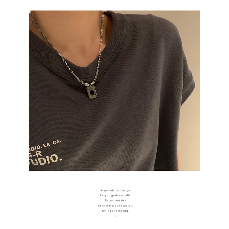 Vòng cổ Mặt Thẻ Bài Phong Cách Hip Hop Cổ Điển