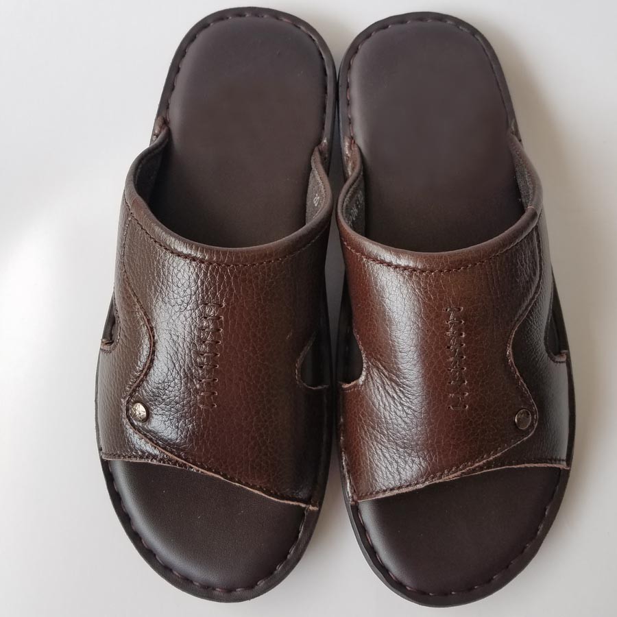 Dép Nam Quai Ngang 💖𝐅𝐑𝐄𝐄𝐒𝐇𝐈𝐏💖 HKT Shop Da Bò Thật Cao Cấp Bảo Hành 12 Tháng