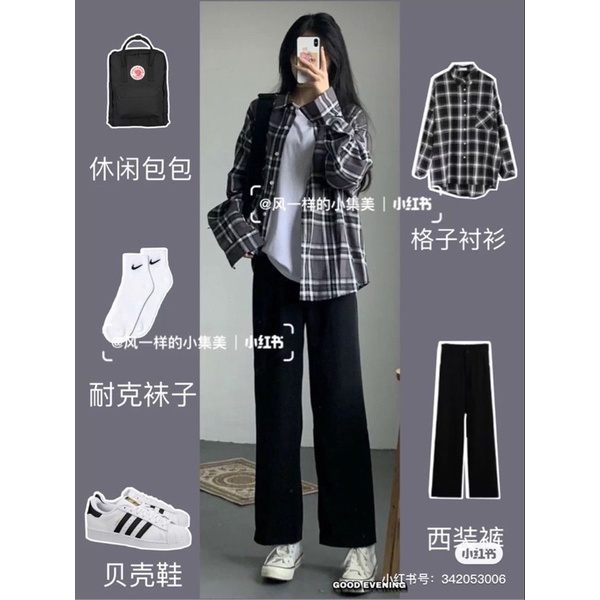 Quần kaki jean ống suông trắng đen lưng cao basic hàn quốc Haiquang Mã 405