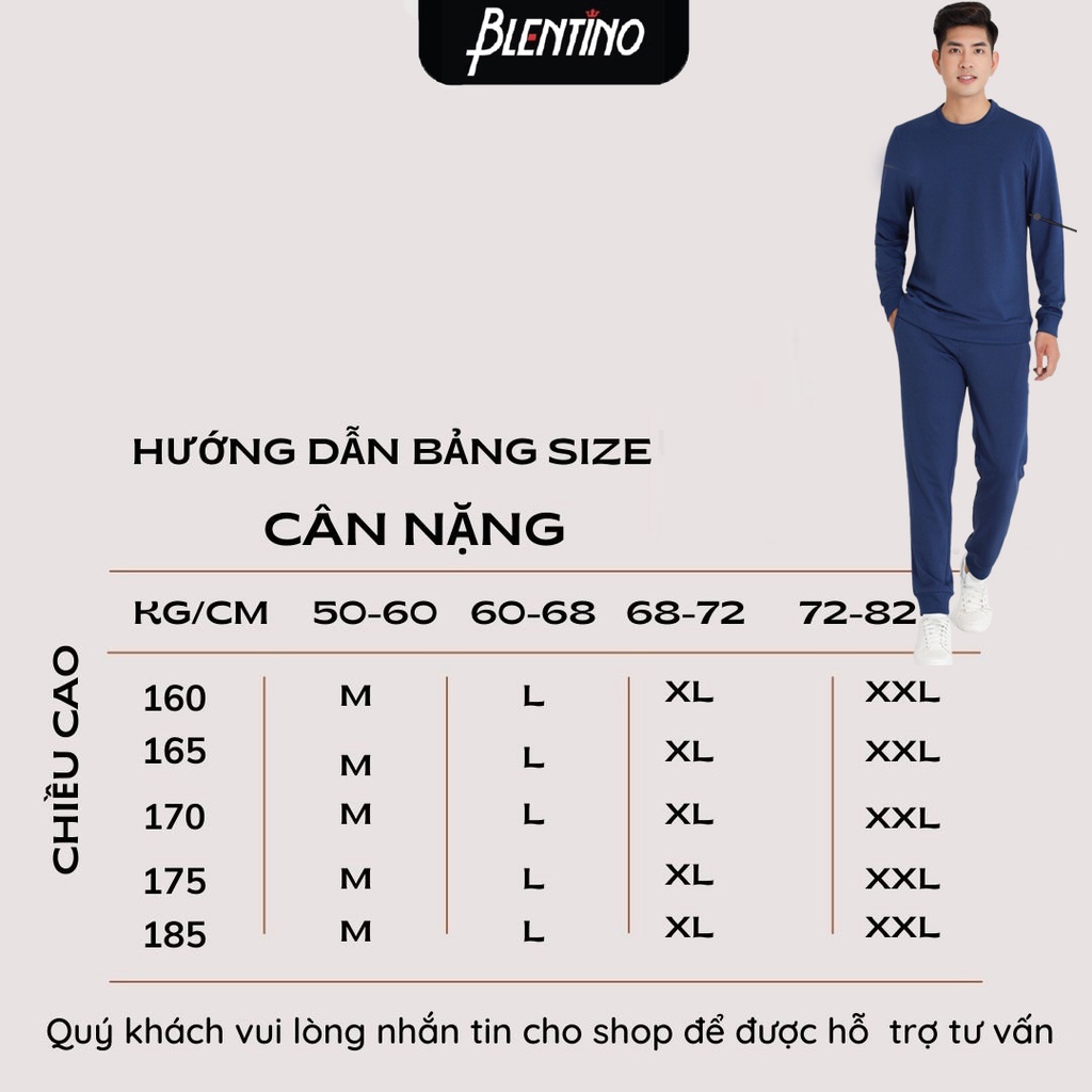 Bộ Quần Áo Nỉ Nam BLENTINO Chất Cotton Cao Cấp Co Giãn Mềm Mại , Bền Màu, Không Bai Giãn