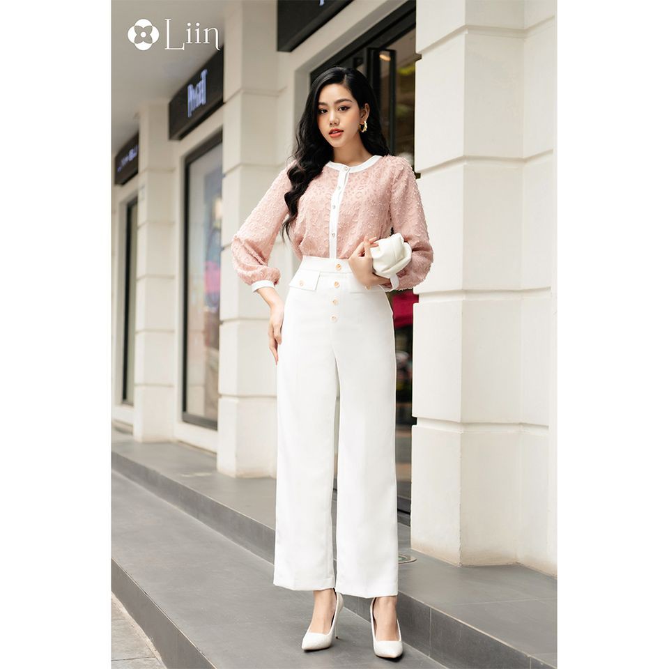 [Mã WABRM30 giảm 30K đơn 0đ] Áo sơ mi nữ dài tay Linbi màu hồng, cổ tàu vải voan mềm mại thoáng mát liin clothing SM3005 | BigBuy360 - bigbuy360.vn