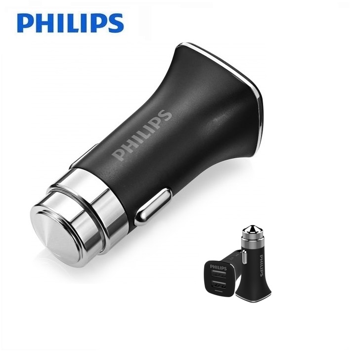 Tẩu sạc trên ô tô cao cấp Philips DLP2018, công suất 15.5W - Giao diện đầu ra USB kép