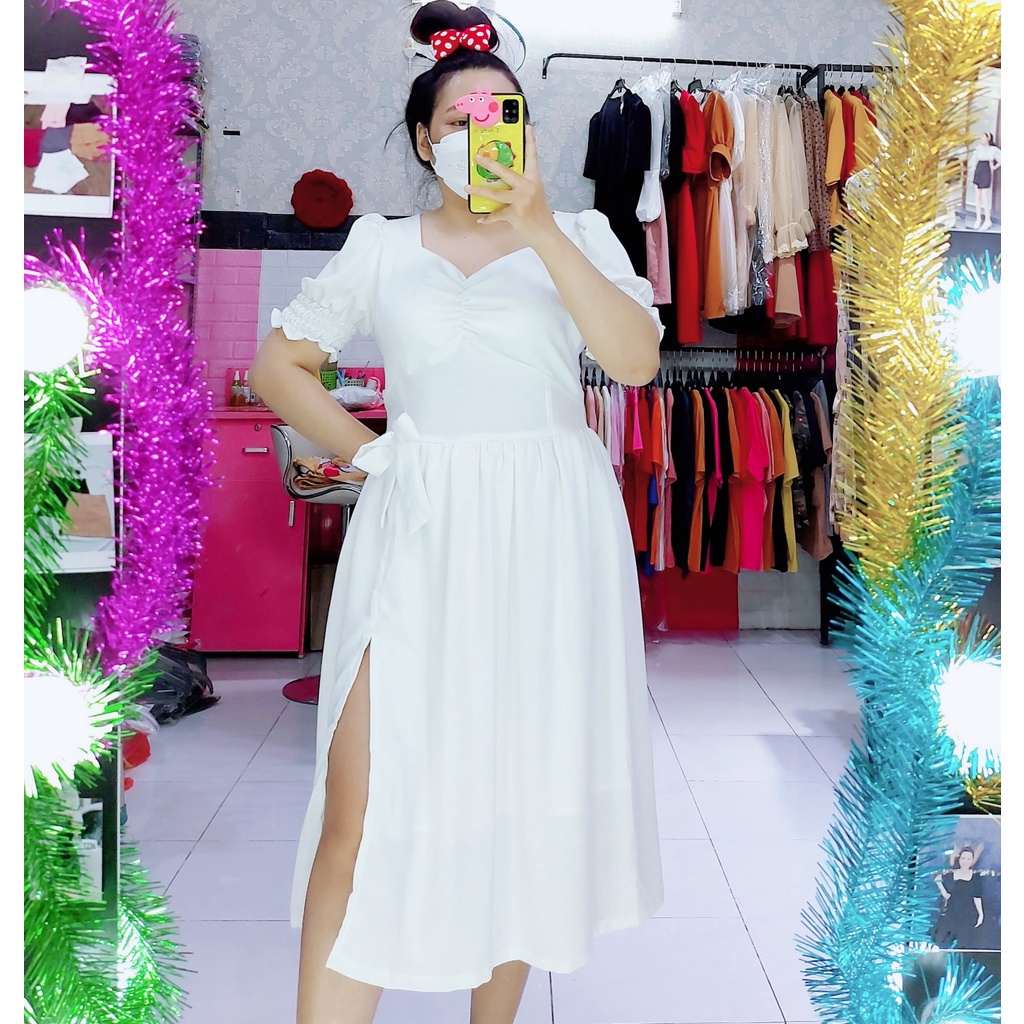 ĐẦM LỤA TRẮNG BIGSIZE XẼ ĐÙI 58-90KG | BigBuy360 - bigbuy360.vn