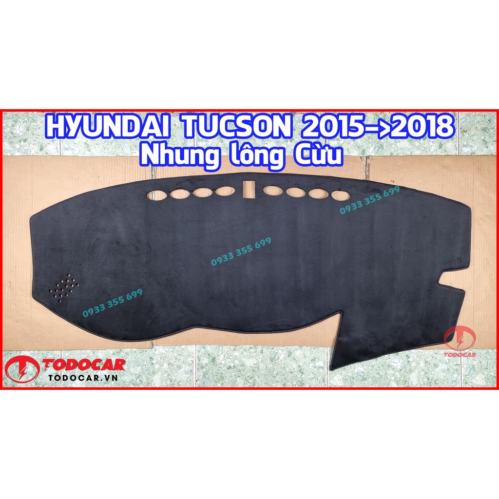 Thảm Taplo HYUNDAI TUCSON bằng Nhung lông Cừu hoặc Da vân Carbon, Da vân Gỗ