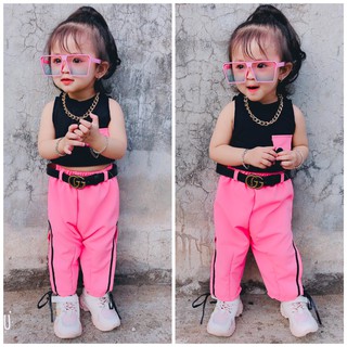 Set đồ Cho Bé Áo Croptop Phối Quần Kaki [⚡ẢNH THẬT⚡] Đồ Bộ Thiết Kế Dễ Thương Cho Bé Gái Shop Minmi's Baby Kids Mã SB034