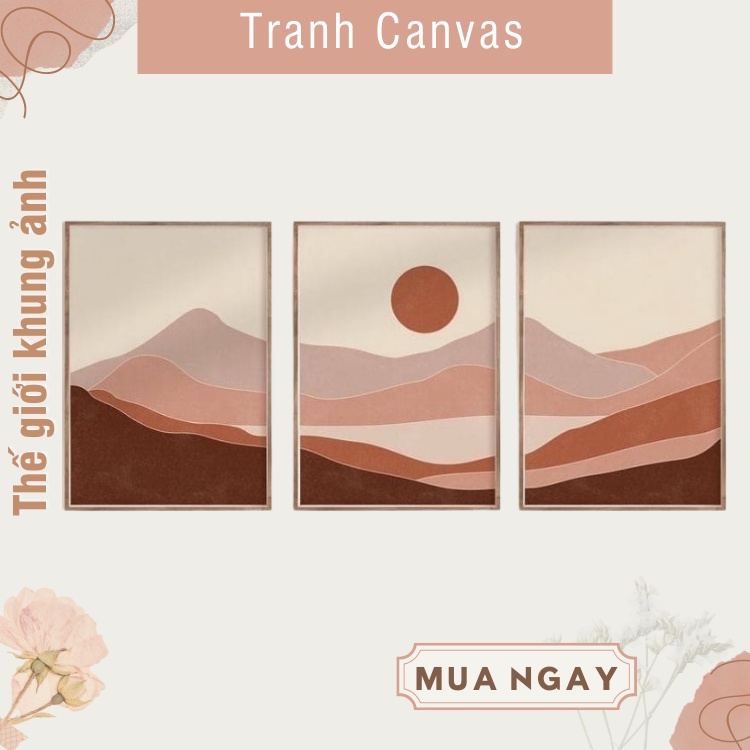 Set 3 tranh treo tường TGKA306 có đinh móc tặng kèm, tranh chất liệu canvas bóng đẹp, bảo hành gãy vỡ