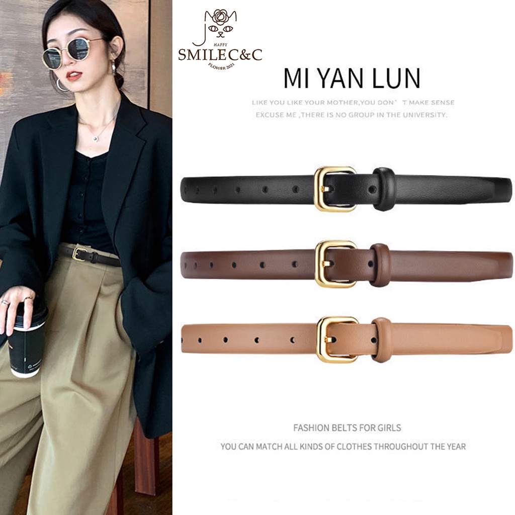 Thắt Lưng Da Mềm Khóa Kim Loại Hình Tròn/Vuông Thời Trang Công Sở Cho Nữ