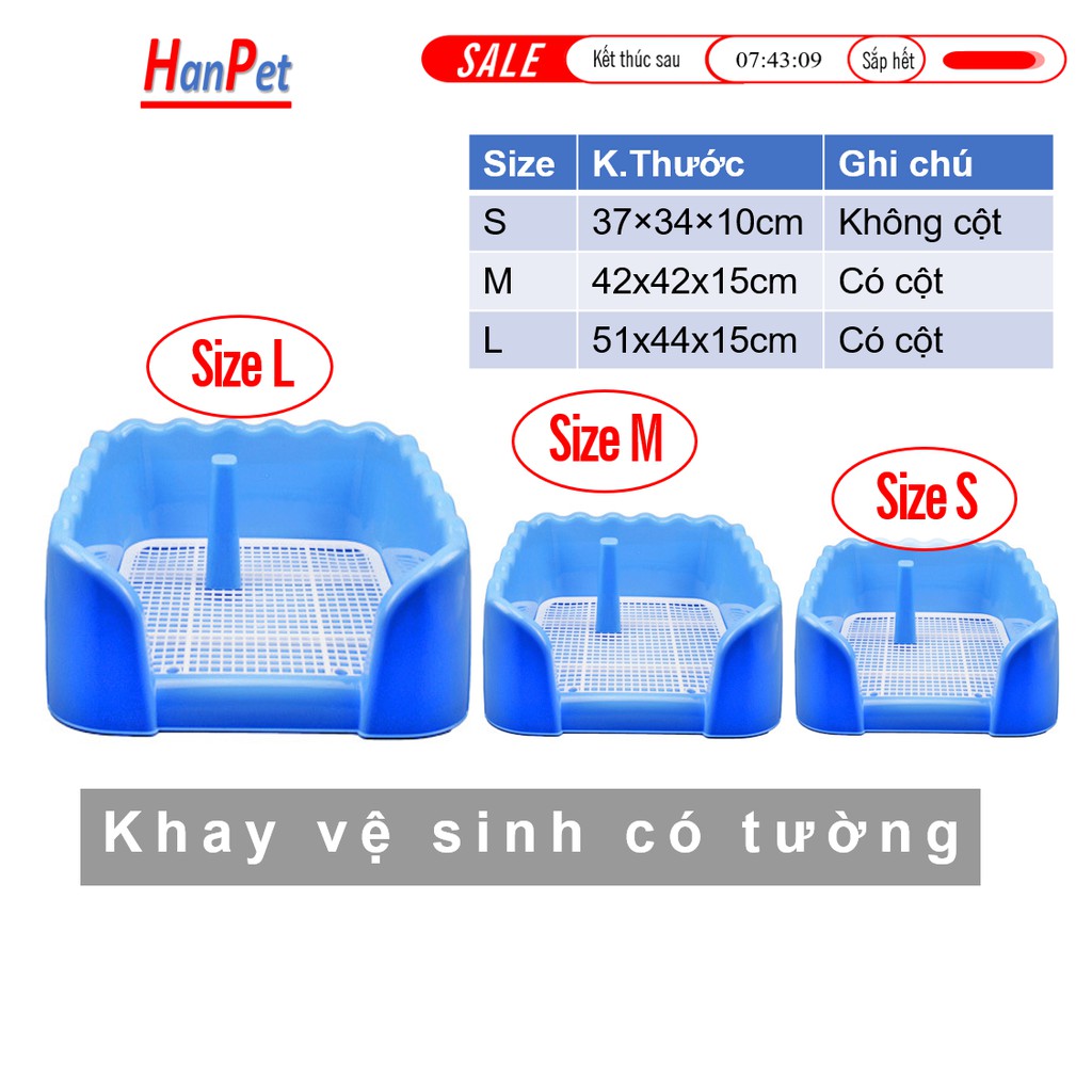 Khay vệ sinh chó mèo dạng bức tường, có lưới (3 size) + Tặng 3 tấm tã lót chuồng, sàn xe