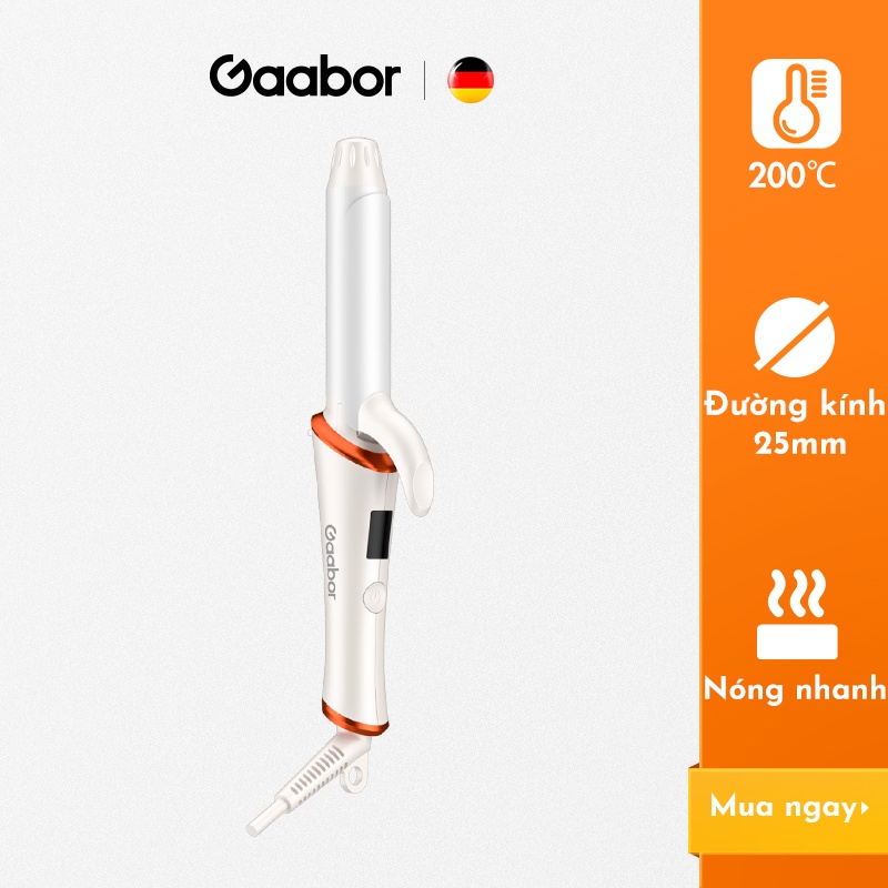 Máy uốn tóc xoăn lọn cao cấp GAABOR GHC-N35A nhỏ gọn mini chỉnh nhiệt chuẩn salon tóc xoay trục 360 độ - Hàng chính hãng