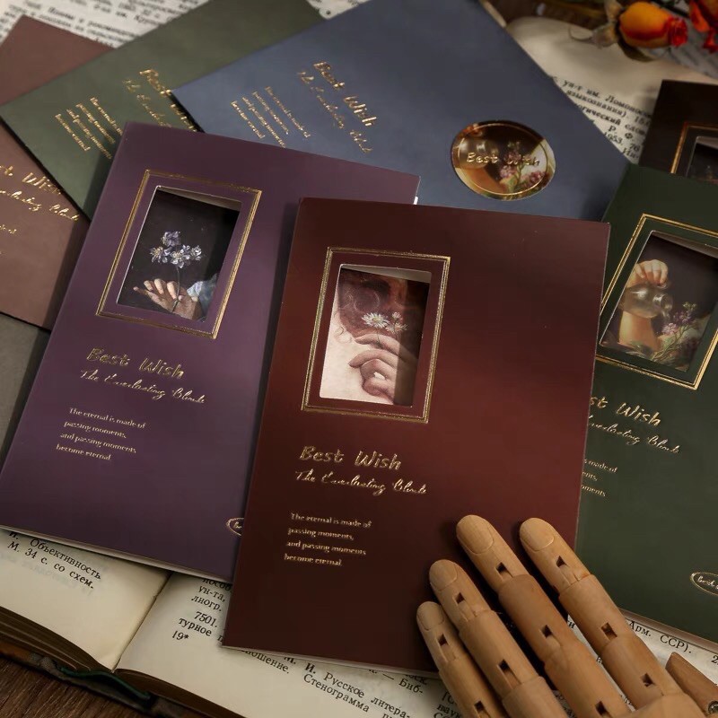 Set 4 tấm thiệp chúc mừng vintage kèm phong bì và hình dán niêm phong