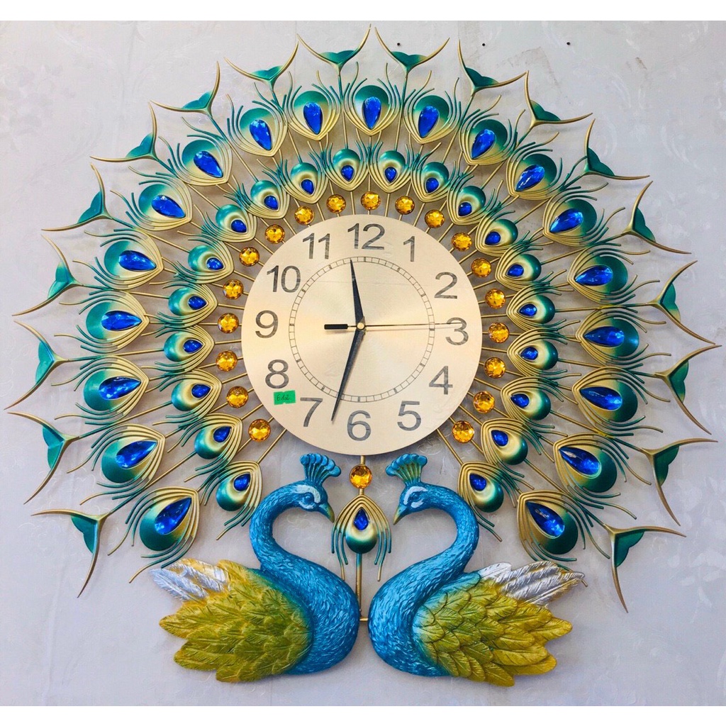 Đồng hồ treo tường đôi chim công trang trí phòng khách kim trôi cao cấp  K686 đồng hồ trang trí KOKA