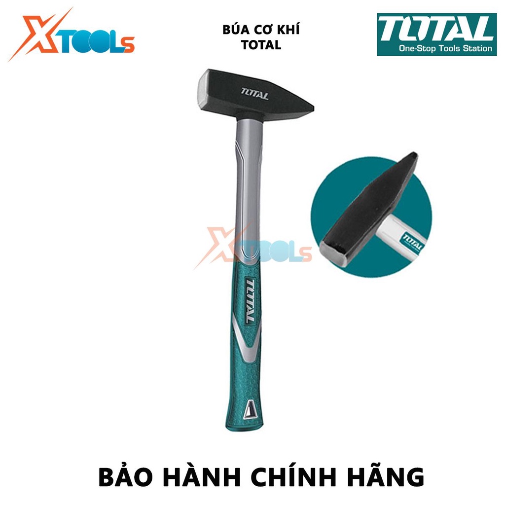 Búa đinh đầu dẹp &amp; vuông TOTAL | Búa cơ khí Trọng lượng: 100g Thép carbon 45# dùng cho việc nặng như đóng đinh, đập cột…