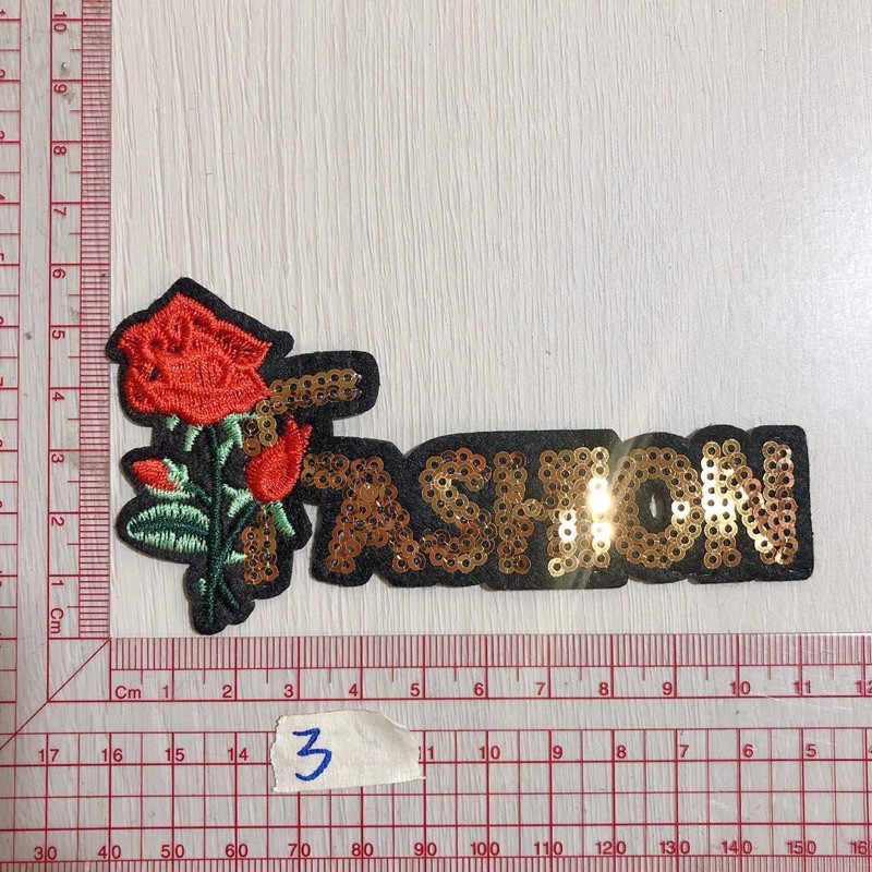 Sticker hình ủi chữ hoa kim sa phụ kiện may mặc trang trí quần áo, handmade,DIY