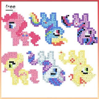 Bộ 6 tranh đính đá mini nhiều màu sắc hình ngựa pony trang trí cốc/điện thoại/sách DIY