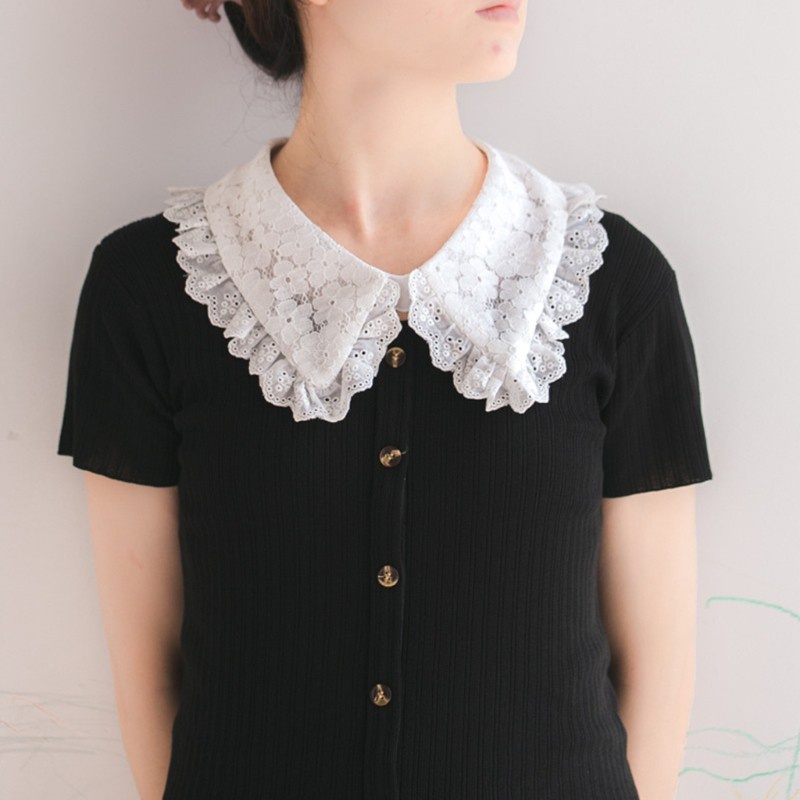 Cổ áo phối ren hoa có thể tháo rời thời trang cho nữ