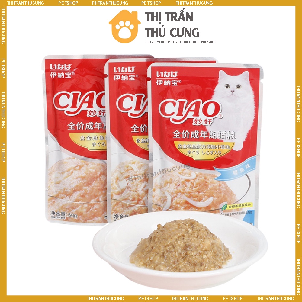Pate Ciao Gói 60g Cho Mèo Thơm Ngon - Pate nhuyễn nội địa