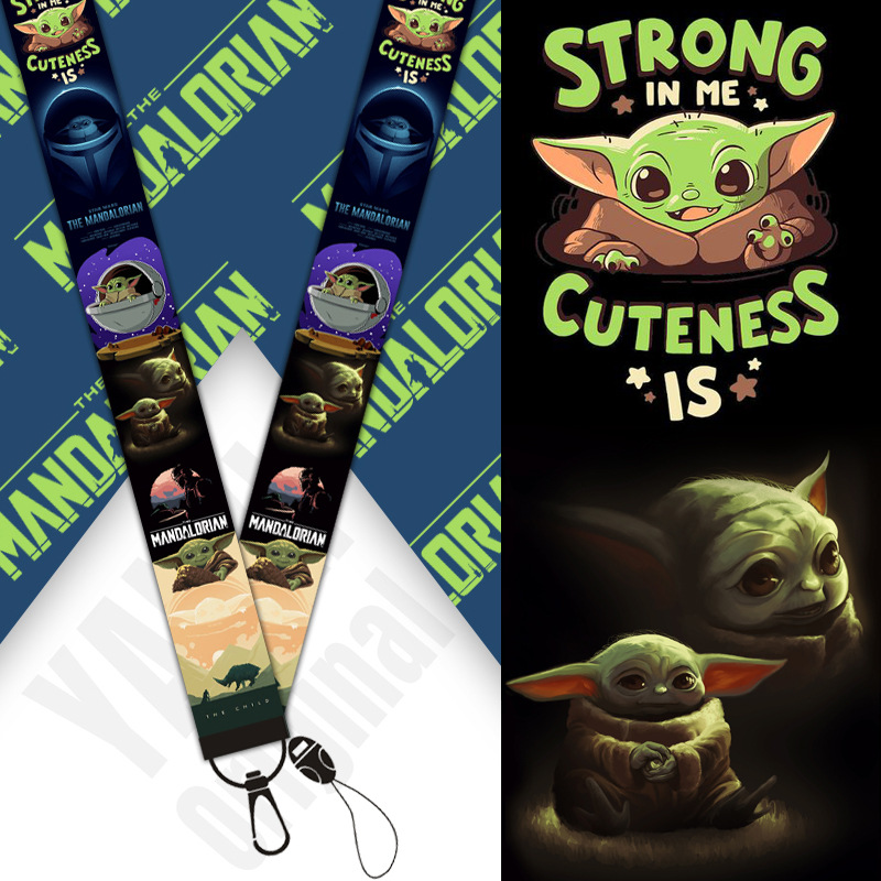 New 2in1 Star Wars Yoda Baby Long and Short Mobile Phone Lanyard Neck and Wrist Strap Rope for Student and Word Card