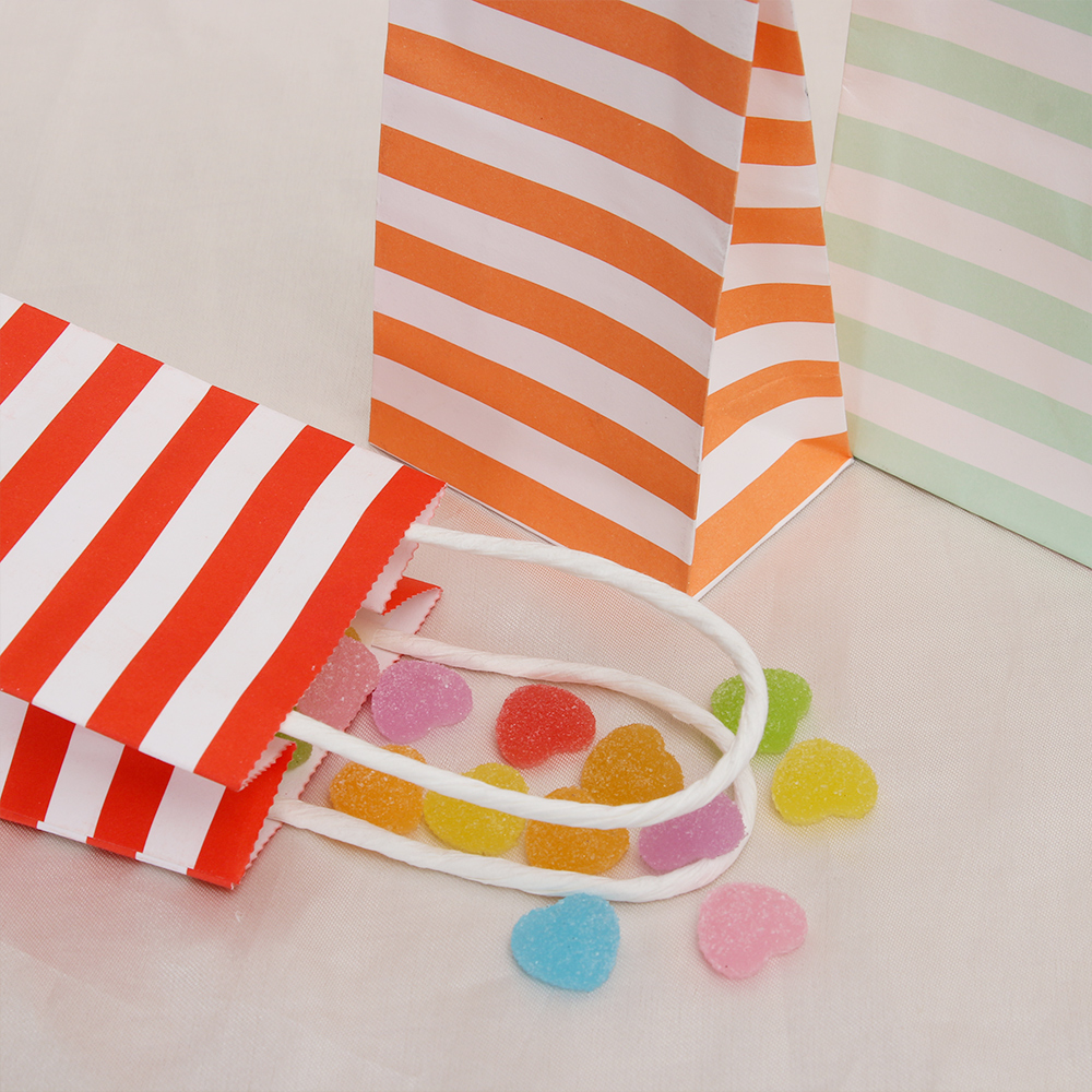 Bộ 5/10/20 Túi Giấy Gói Quà Họa Tiết Kẻ Sọc Màu Đen Đa Năng Dùng Cho Tiệc Sinh Nhật/Tiệc Cưới