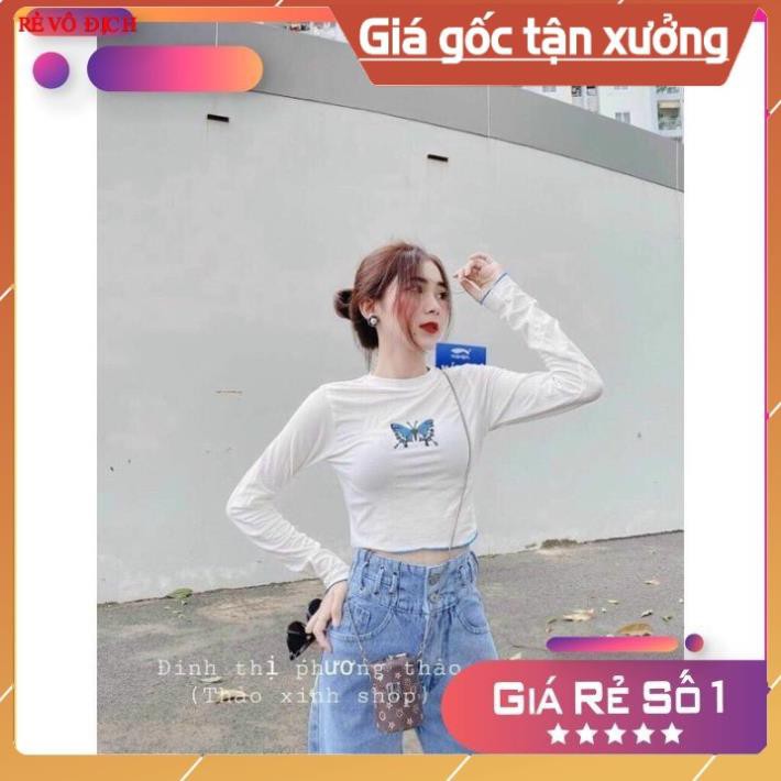 Áo Thun Croptop Body In Bướm Dài Tay Ulzzang cho bạn sự trẻ trung, cá tính và tự tin