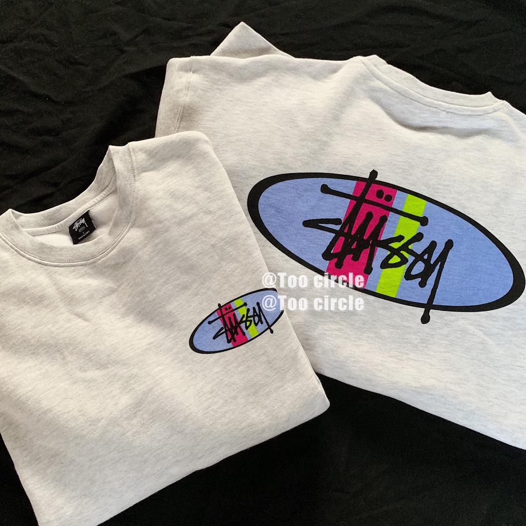 Áo nỉ STUSSY dài tay cổ tròn thời trang thu đông cho cặp đôi