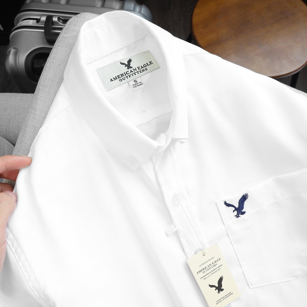 Áo sơ mi nam dài tay Cao Cấp American Eagle MÀU TRẮNG vải Oxford Đứng Form - Đỉnh Cao Chất Lượng