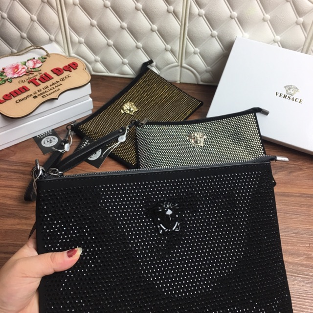 Túi cầm tay dự tiệc sang chảnh clutch đá fullbox