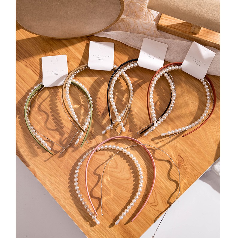 Bộ 3 cài tóc đính ngọc trai kiểu dáng xinh xắn dành cho nữ （Hairband）
