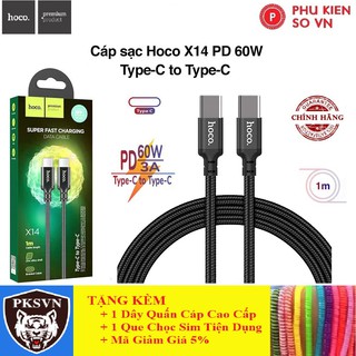 Dây Sạc Nhanh Android Chính Hãng Hoco X14 Type-C to C PD 60W và Cáp Sạc Hoco USB to Type-C 2.4A Cho Samsung,Xiaomi...