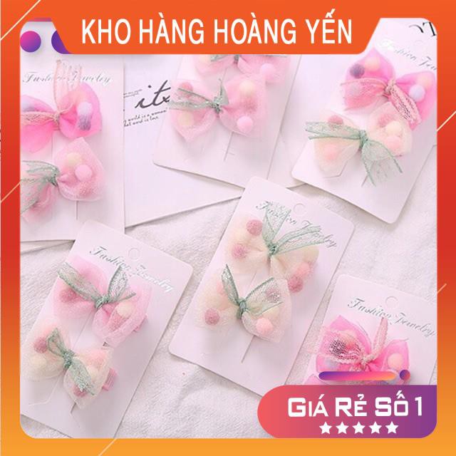 Set kẹp ghim cho bé [CUTE] bọc vải ko đau tóc