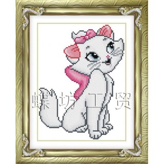 Tranh Thêu Chữ Thập Bé Mèo Dễ Thương D221 (KHÁCH TỰ THÊU) KT:24X30CM