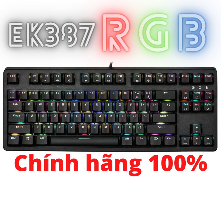 GÍA SỐC - Bàn phím cơ chơi game E-DRA EK387 RGB TKL - LED RGB 2021 - Huano Switch - USB Type-C - EDRAshop