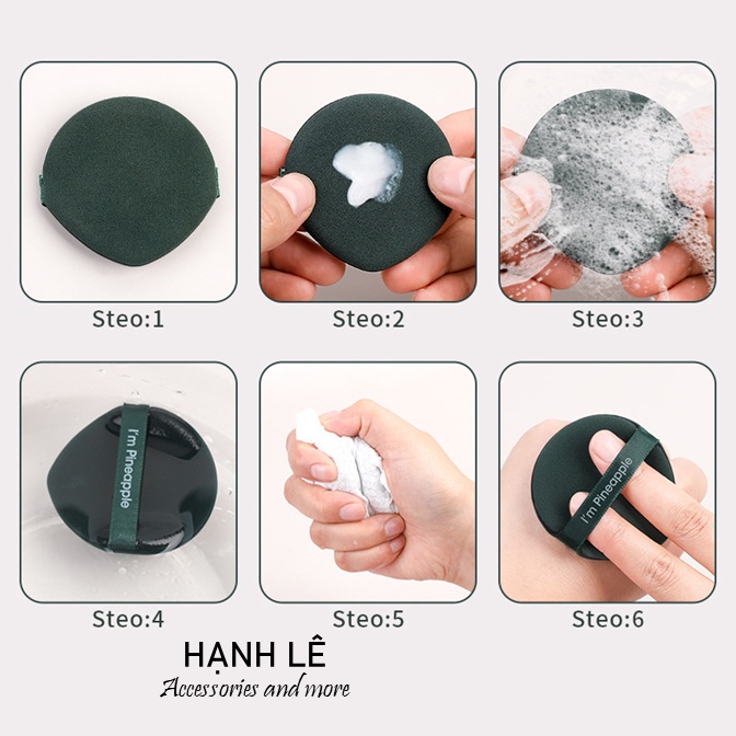 Gói 3 bông phấn trang điểm hình bánh dứa và dâu tây trà sữa đáng yêu mềm mịn giúp lớp nền hoàn hảo hơn