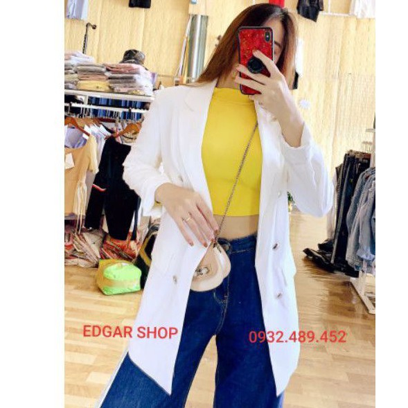 ÁO VEST NỮ KHOÁC BLAZER DÀI 2 LỚP TRẮNG ĐEN, CÓ VIDEO | BigBuy360 - bigbuy360.vn