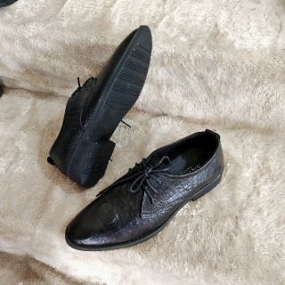 Giày công sở nam da bò vân cá sấu đen