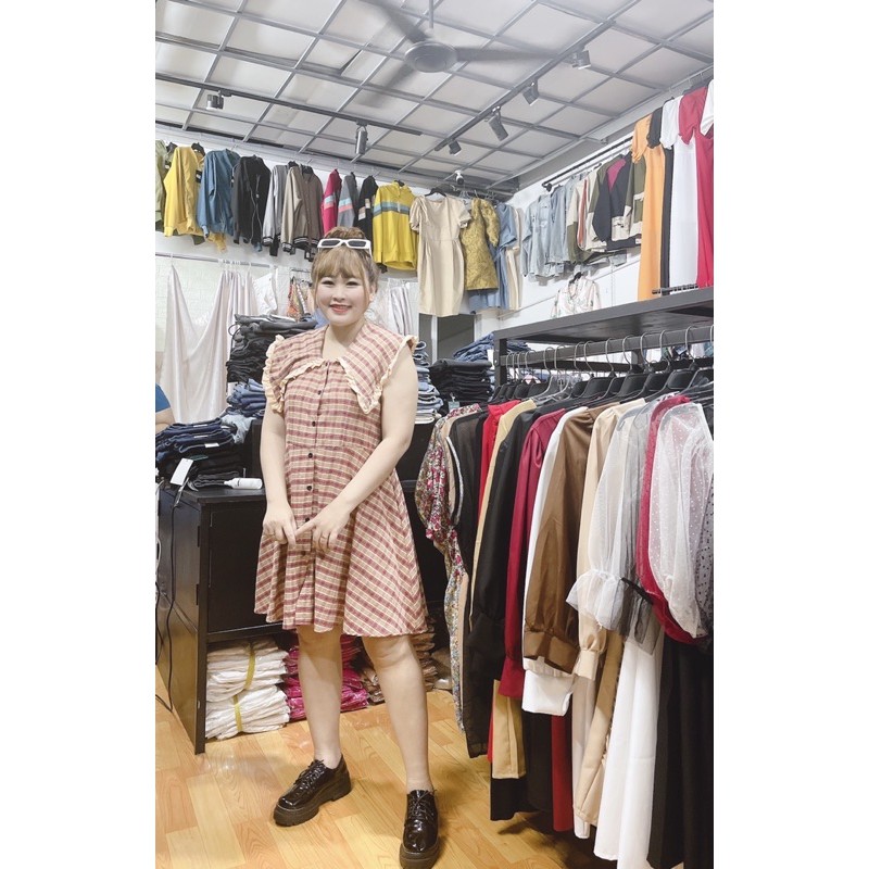 D565 ĐẦM CARO CỔ BÈO SÁT NÁCH 60-90kg | BigBuy360 - bigbuy360.vn