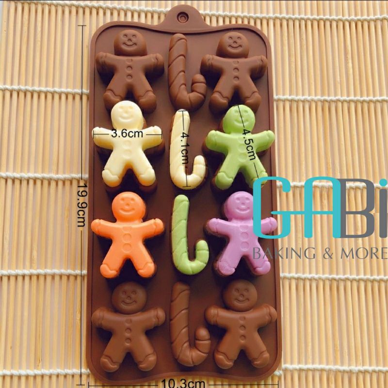 Khuôn fondant silicon người gừng, kẹo gậy