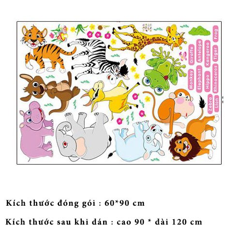 Decal dán tường - Giấy dán tường - Tên tiếng anh các loài vật - kiddecals - AM9215