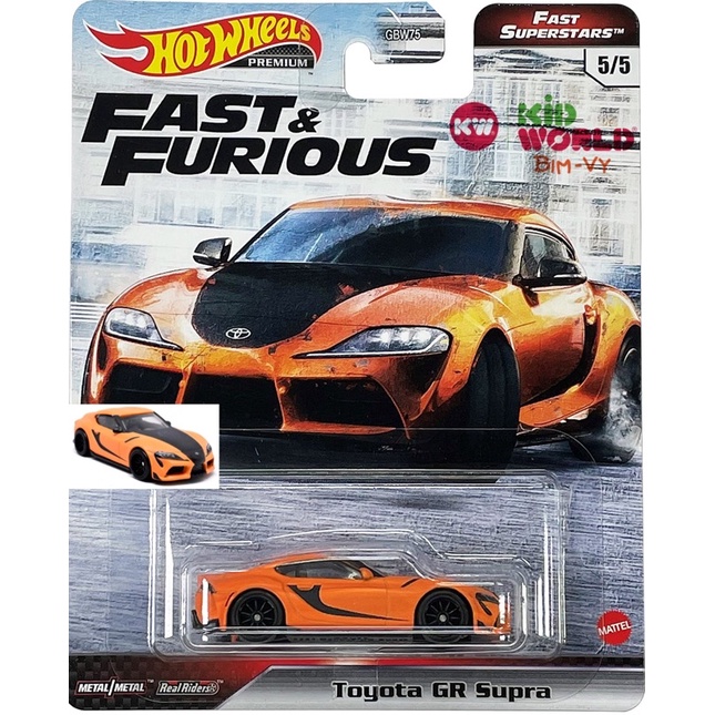 Xe mô hình Hot Wheels Premium Fast &amp; Furious Series 2021 Toyota GR Supra GRL80, bánh cao su.