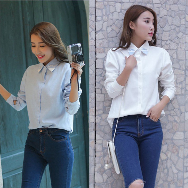 FREESHIP ĐƠN 99K_ Áo Sơ Mi Công Sở Nữ Tay Dài Phong Cách Hàn Quốc