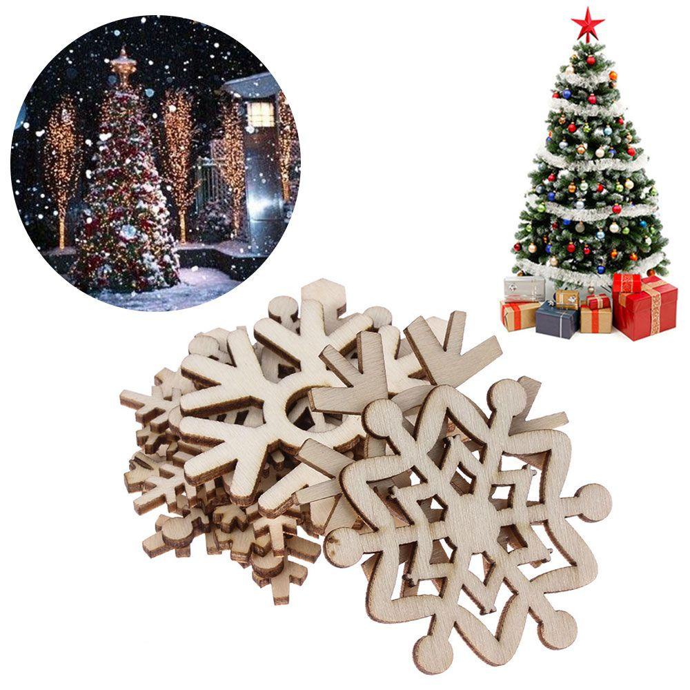 MAG Bộ 10 Miếng Gỗ Hình Bông Tuyết Trang Trí Giáng Sinh