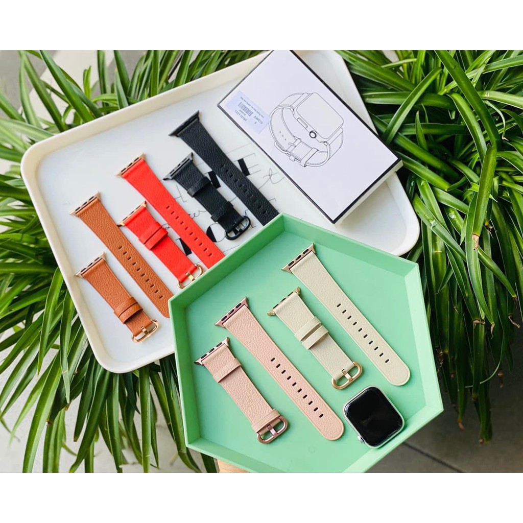 Bộ sưu tập dây da khóa tròn cực đẹp dành cho apple watch series 1/2/3/4/5/6/se