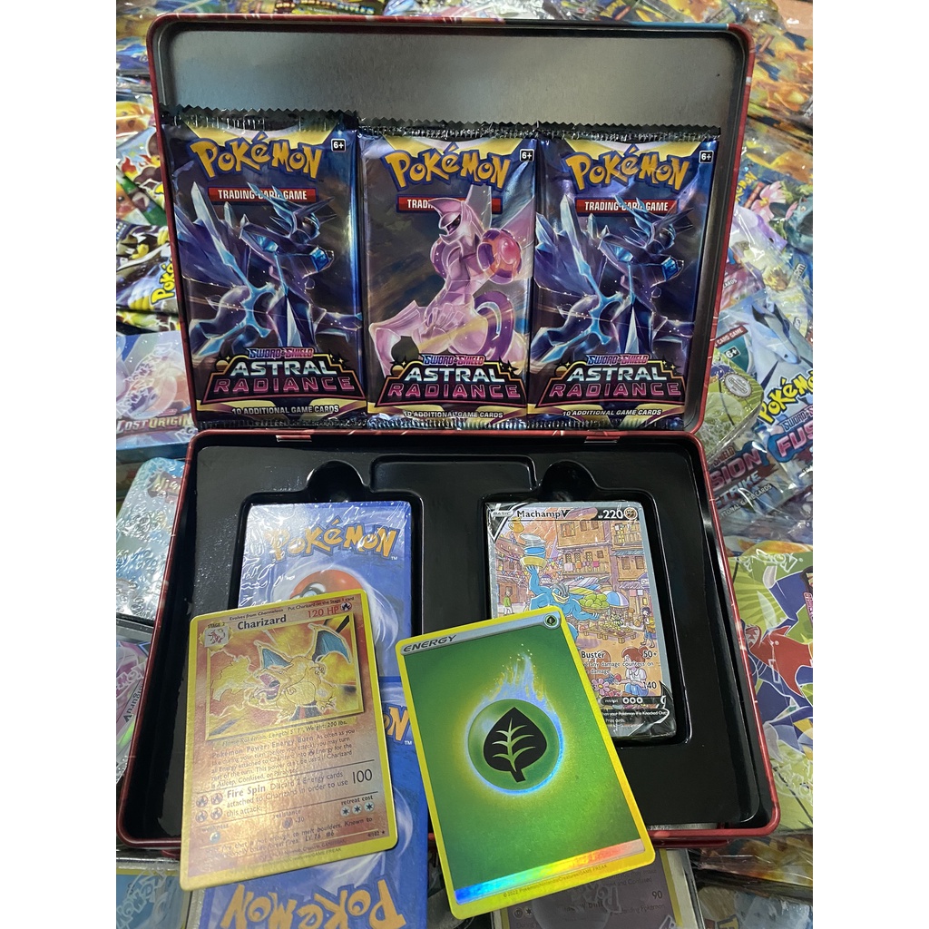 Ảnh thẻ  Pokemon thẻ bài pokemon loại đẹp hộp sắt có tặng kèm thẻ vip