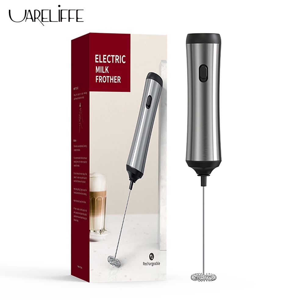 Uareliffe Portable Electric Milk Frother USB Rechargeable Mini Foamer Coffee Maker Egg Beater Chocolate Stirrer Portable Blender Whisk Tools