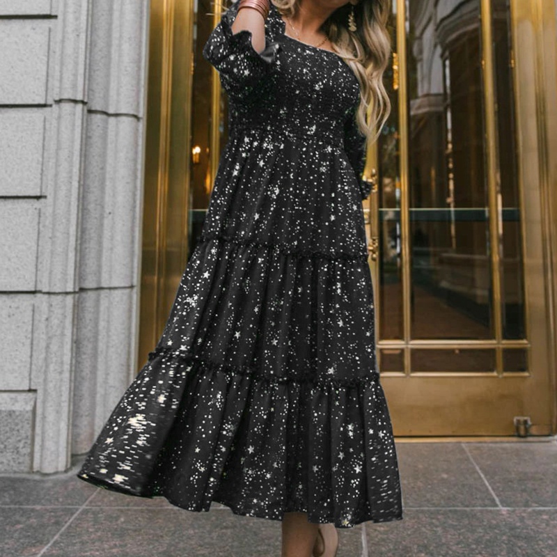 Đầm Hoa Tay Lửng Cổ Vuông Thời Trang Dành Cho Nữ