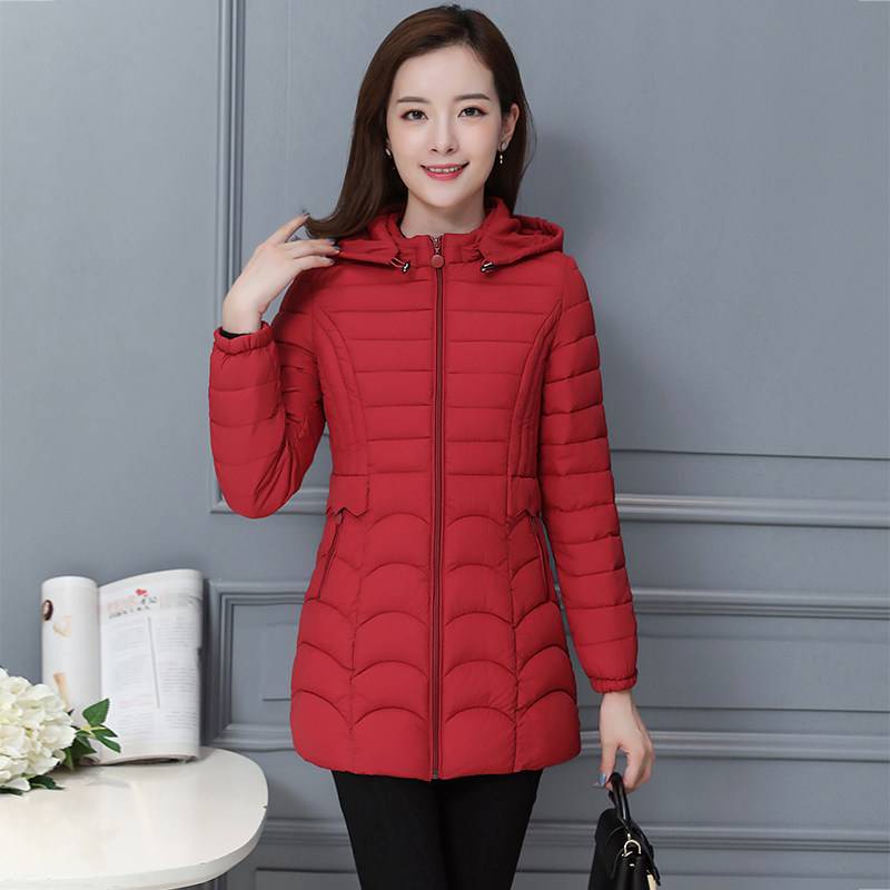 Áo Khoác Phao Có Mũ Dáng Ôm Vải cotton Màu Trơn Thời Trang Thu Đông Hàn Quốc Cỡ Lớn xl-6xl Cho Nữ