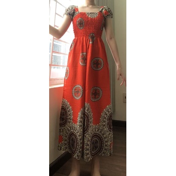 Đầm maxi lanh thái phù hợp đi biển